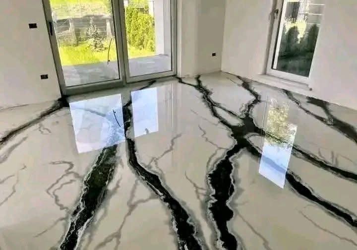 Decorative floor beside sliding doors